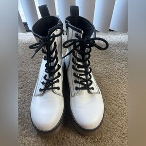 Roolee White and Black Combat Boots